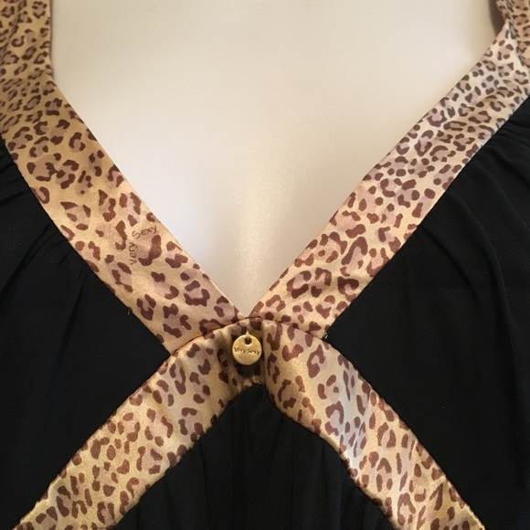 Victoria Secret black with leopard trim chemise L - Picture 4 of 6